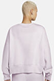 Nike Sportswear Essential Collection Fleece Oversized Purple Kadın Sweatshirt Mor