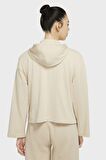 Nike Sportswear Jersey Loose Fit Full Zip Hoodie Bol Kalıp Kapüşonlu Bej Sweat