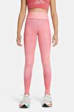 Nike One Girls Printed Dri Fit High Rise Leggings Pink Yüksek Belli Çocuk Taytı Pembe