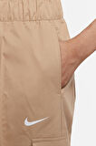 Nike Sportswear Essentials Curve Woven High Rise Pants Kadın Bol Kesim Yüksek Bel Dokuma Kargo Cepli EŞofman Altı Bej