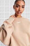 Nike Sportswear Essential Collection Fleece Oversized Crew Kadın Sweatshirt Bej