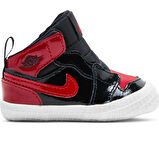 Nike Air Jordan 1 Crib Bootie Hakiki Deri Bebek Patik Ayakkabı Siyah Kırmızı