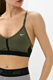 Nike Dri Fit Indy V Neck Light Support Womens Bra Khaki Kadın Sporcu Sütyeni Haki