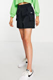 Nike Sportswear Essential Woven High Rise Loose Fit Cargo Short Kadın Dokuma Bol Kesim Kargo Cepli Şort Siyah