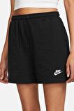 Nike Sportswear Essential Fleece Loose Fit Short Black Geniş Ağlı Bol Kesim Kadın Şortu Siyah