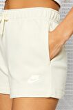 Nike Sportswear Essential Fleece Loose Fit Short Geniş Ağlı Bol Kesim Kadın Şortu Krem