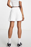 Nike Air High Rise Loose Fit Short White Kadın Bol Kesim Yüksek Bel Pamuklu Şort Beyaz