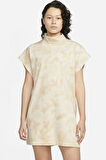 Nike Sportswear Women's Oversized Fit Washed Jersey Dress Kadın Oversize Elbise Tişört Bej