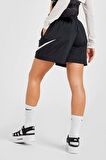 Nike Sportswear Loose Fit Woven Shorts Black File Astarlı ipli Bol Kesim Kadın Siyah Şort