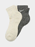 Nike Everyday Plus Cushioned Ankle Unisex Socks 2 pr 2 li Plus Yastıklı Pamuklu Soket Çorap Gri Krem