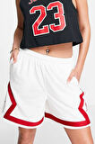 Nike Jordan Heritage Diamond Basketball Loose Fit Shorts White Red Kadın Bol Kesim Şort Beyaz Kırmızı