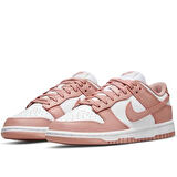 Nike Dunk Low Leather Unisex Sneaker Hakiki Deri Beyaz Pembe Spor Ayakkabı