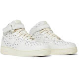 Nike Air Force 1 AF1 Mid Leather Unisex Sneaker Hakiki Deri Bilekli Günlük Spor Ayakkabı Kırık Beyaz
