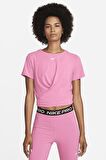 Nike Dri Fit One Luxe Twist Kısa Kollu Pembe Kadın Tişört