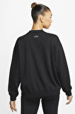 Nike Training Plus Essential Get Fit Dri Fit Graphic Crew Black Oversized Bol Kesim Kadın Sweatshirt Siyah