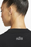 Nike Training Plus Essential Get Fit Dri Fit Graphic Crew Black Oversized Bol Kesim Kadın Sweatshirt Siyah