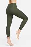 Nike Dri Fit Zenvy Gentle Support High Waisted 7/8 Leggings Kadın Yüksek Bel İç Cepli Spor Tayt Haki