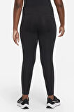 Nike Dri Fit One Girls Arka Cepli Genç Kız Taytı Büyük Beden Siyah