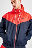 Nike Windrunner Full Zip Jacket Kapüşonlu Erkek Ceket Rüzgarlık Lacivert Kırmızı