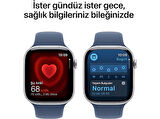 APPLE Watch Series 10 GPS + Cellular 46mm Silver Aluminium Case with Denim Sport Band - M/L