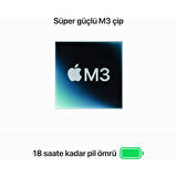 APPLE MC8K4TU/A/MacBook Air Apple M3 İşlemci (8 Çekirdek CPU-8 Çekirdek GPU)/16GB RAM/256GB SSD/13,6"/Midnight