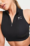 Nike Air Dri Fit Swoosh Mockzip Fermuarlı Pedli Kadın Siyah Bra