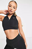 Nike Air Dri Fit Swoosh Mockzip Fermuarlı Pedli Kadın Siyah Bra