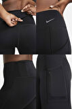 Nike Trainng Go Dri Fit İnfinaLock Full Length 6 Cepli Toparlayıcı Reflektörlü Antrenman Taytı Siyah