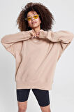 Nike Sportswear Essential Collection Fleece Oversized Crew Kadın Sweatshirt Sütlü Kahve