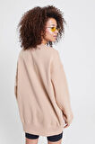 Nike Sportswear Essential Collection Fleece Oversized Crew Kadın Sweatshirt Sütlü Kahve