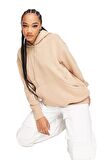 Nike Mini Swoosh Oversized Hoodie Brown Hoodie Kapüşonlu Sweatshirt Bej
