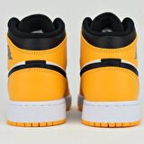 Nike Air Jordan 1 MID Leather Sneaker Kadın Bilekli Hakiki Deri Siyah Sarı Beyaz Spor Ayakkabı