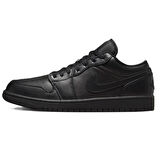 Nike Air Jordan 1 Low Leather Sneaker Hakiki Deri Erkek Günlük Spor Ayakkabı Siyah