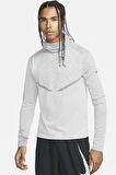Nike Therma Fit Adv Run Division Pnncle Mid Hoodie Kapüşonlu Reflektörlü Erkek Koşu Sweatshirt Gri