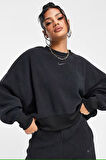 Nike Sportswear Plush Mod Crop Crew Sweatshirt Black Kadın Geniş Kalıp Peluş Sweatshirt Siyah