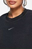 Nike Sportswear Plush Mod Crop Crew Sweatshirt Black Kadın Geniş Kalıp Peluş Sweatshirt Siyah
