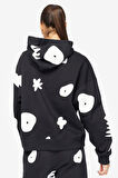 Nike Women's Jordan Artist Series Loose Fit Hoodie Kadın Büyük Beden Kapüşonlu Sweatshirt Siyah Beyaz