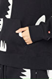 Nike Women's Jordan Artist Series Loose Fit Hoodie Kadın Büyük Beden Kapüşonlu Sweatshirt Siyah Beyaz