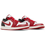 Nike Air Jordan 1 Low Reverse Leather Sneaker Unisex Hakiki Deri Günlük Spor Ayakkabı Beyaz Kırmızı Siyah
