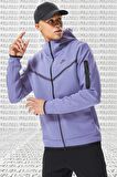 Nike Tech Fleece Full Zip Unisex Hoodie Kapüşonlu Fermuarlı Sweatshirt Lila