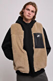 Nike Sporswear Club Fleece Winterized Reversible Sythetic Fill Full-Zip Çift Traflı Erkek Bol Kesim Peluş Sentetik Dolgu Yelek Kahve-Siyah