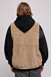 Nike Sporswear Club Fleece Winterized Reversible Sythetic Fill Full-Zip Çift Traflı Erkek Bol Kesim Peluş Sentetik Dolgu Yelek Kahve-Siyah