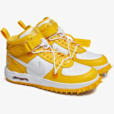 Nike Air Force 1 Mid Off-White SP AF1 Special Series Unisex Leather Sneaker Özel Seri Hakiki Deri Unisex Günlük Spor Ayakkabı Sarı