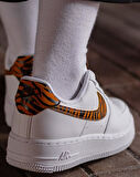 Nike Air Force 1 07 AF1 Leather White Unisex Snaker Hakiki Deri Spor Ayakkabı Beyaz Leopar Swoosh