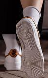 Nike Air Force 1 07 AF1 Leather White Unisex Snaker Hakiki Deri Spor Ayakkabı Beyaz Leopar Swoosh