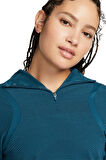 Nike Run Division Terma Fit ADV 1/4 Zip Running Midlayer Kadın Reflektörlü 1/4 Fermuarlı Kapüşonlu Koşu Sweatshirt Mavi