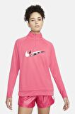Nike Air Women's Running Mid Layer 1/4 Zip 1/4 Fermuar Pembe Koşu Üstü