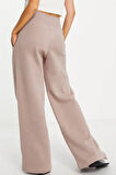Nike Phoenix Fleece Wide High Rise Sweatpants Kadın Yüksek Bel Yırtmaçlı Geniş Paça Eşofman Altı Bej
