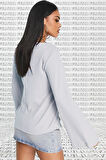 Nike Rib Jersey Long Sleeve Top White Kadın Fitilli Sweatshirt Açık Gri