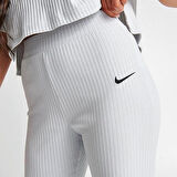 Nike Sportswear Rib Jersey White Yüksek Belli Fitilli Kadın Eşofman Altı Açık Gri